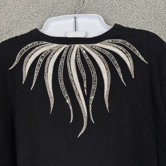 Bob Mackie Wearable Art Cardigan Women Medium Sequin Embroidered Full Button - Picture 5 of 12